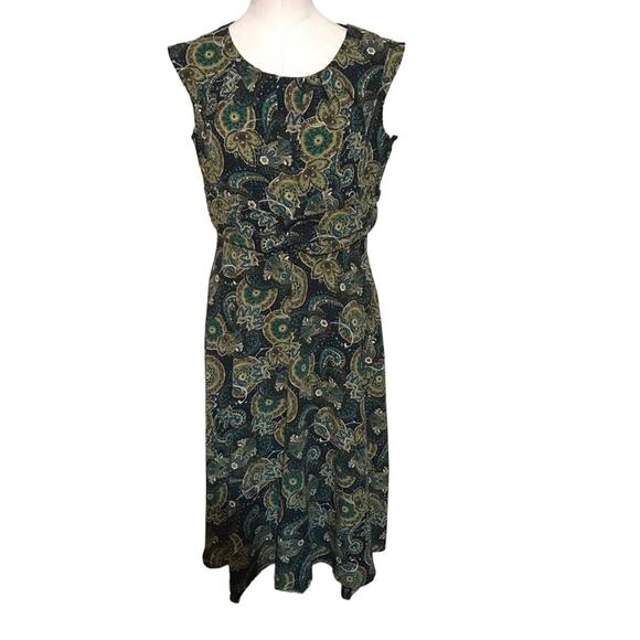 Julian Taylor Vintage paisley print sleeveless cap sleeve dress size 14 - Picture 5 of 8
